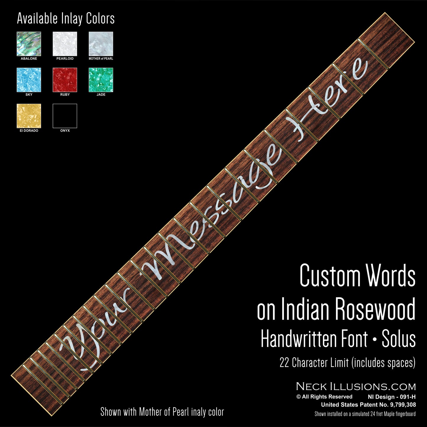 Custom Words on Indian Rosewood