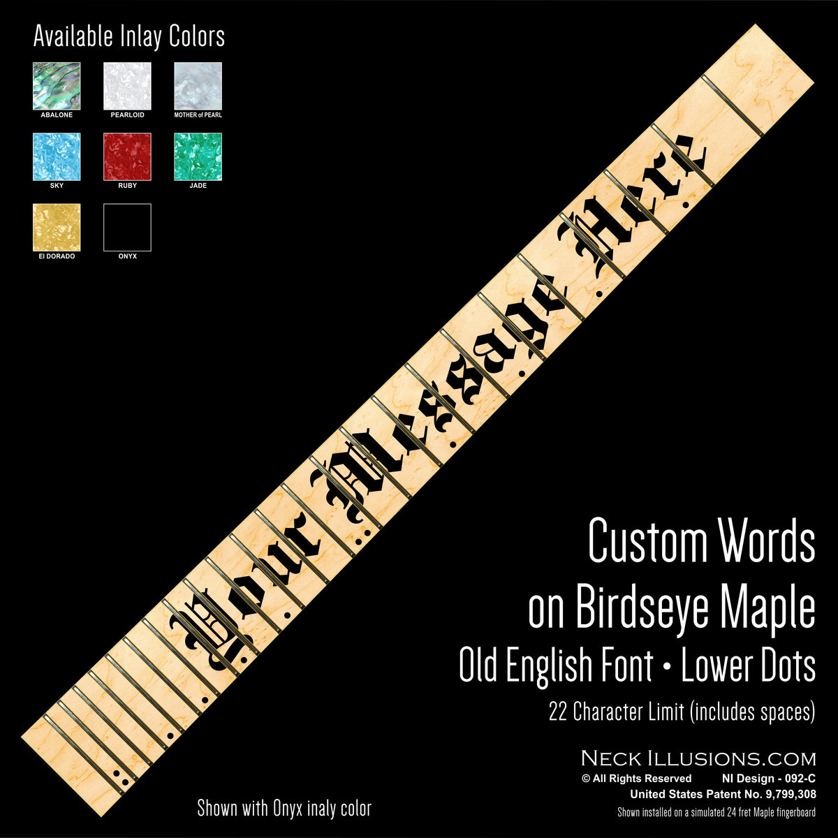 Custom Words on Birdseye Maple