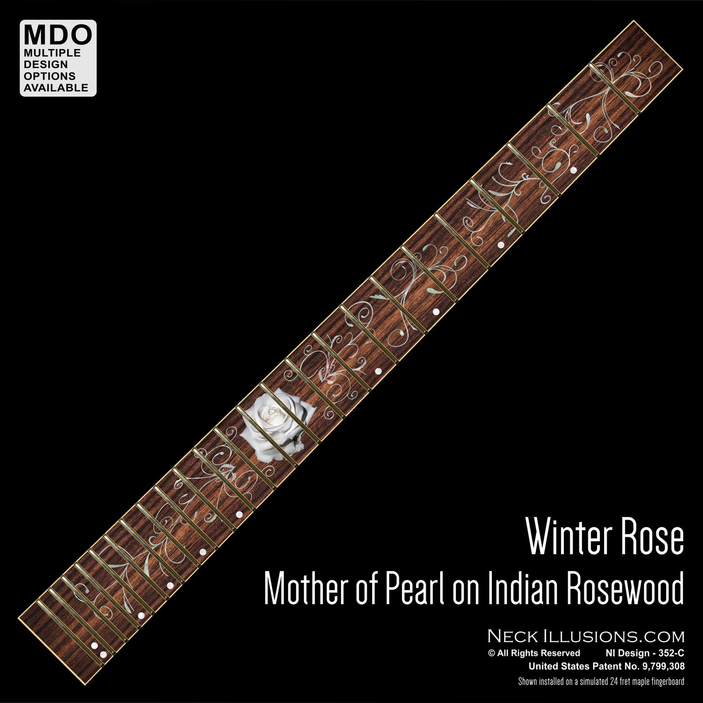 Winter Rose on Indian Rosewood