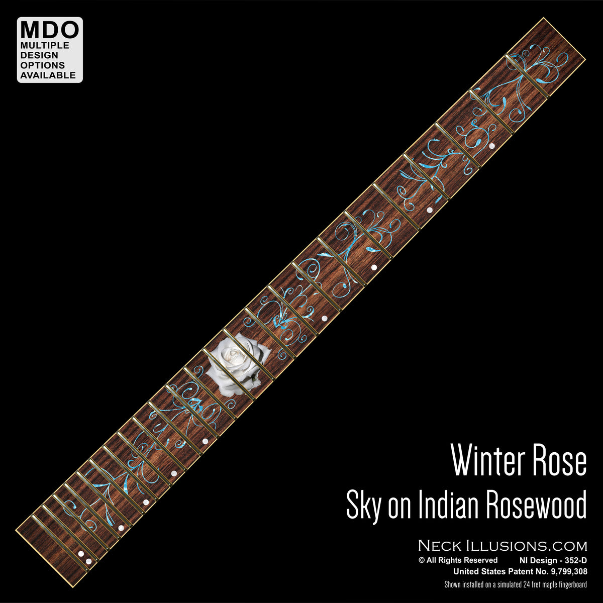 Winter Rose on Indian Rosewood