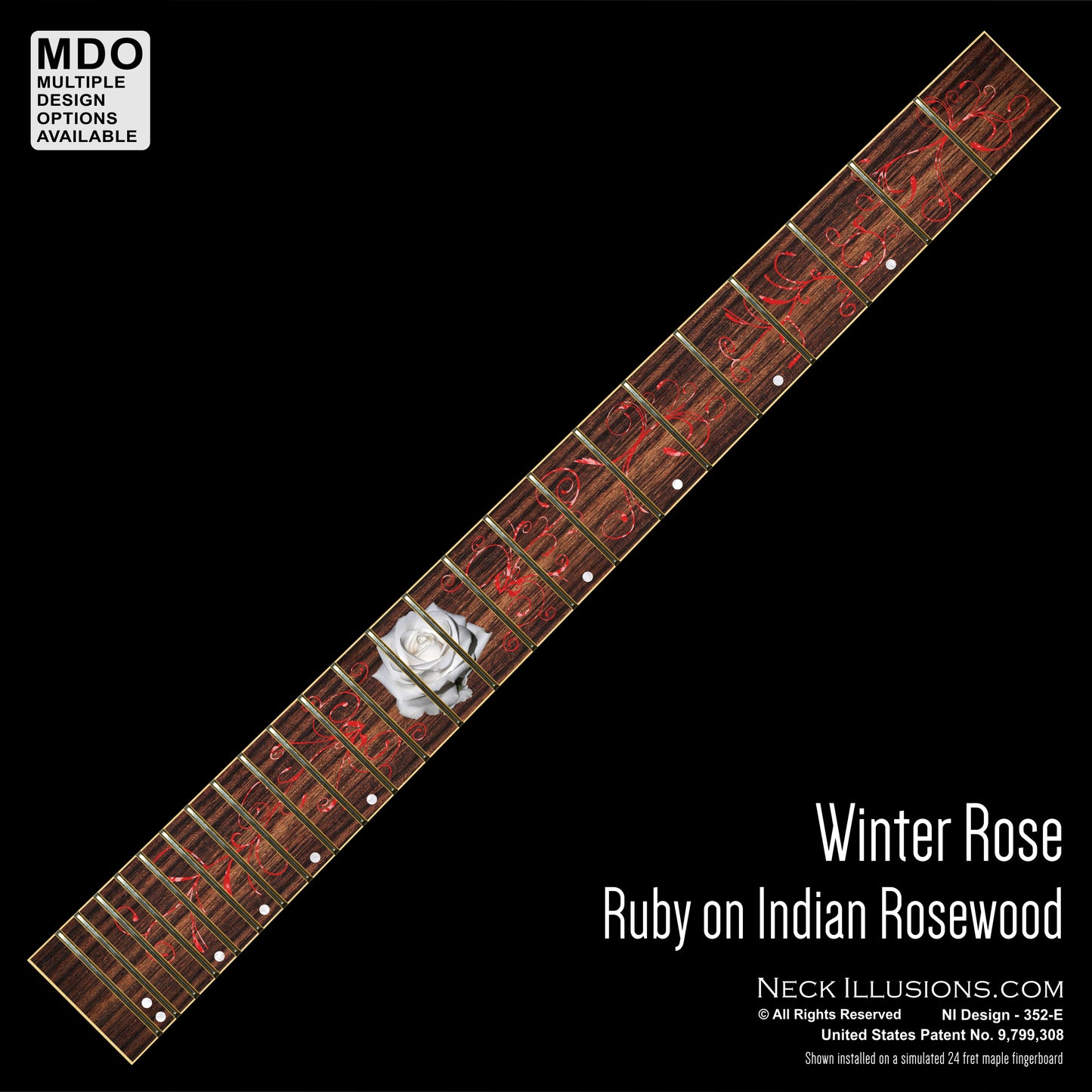 Winter Rose on Indian Rosewood