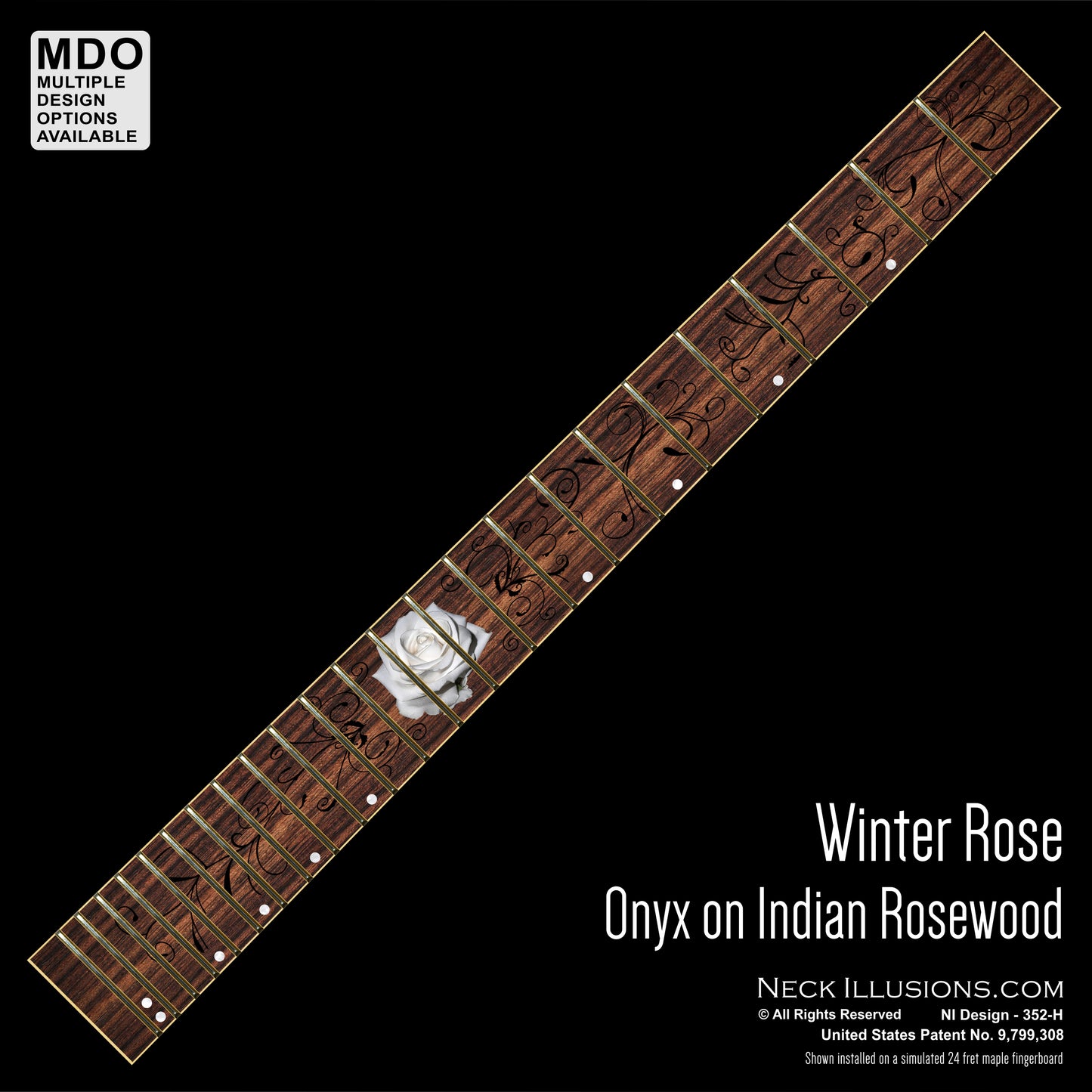 Winter Rose on Indian Rosewood